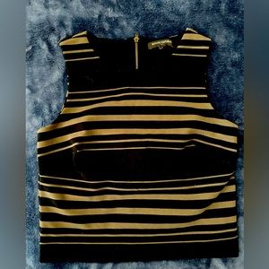 Banana Republic Black with Brown Stripes Crop Top. EUC. Size XS.